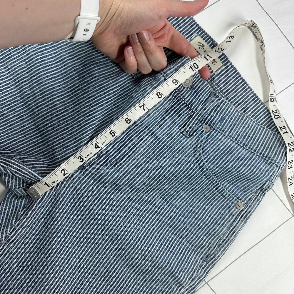 Madewell Jeans Womens 27 Blue White Piper Striped 9" Mid Rise Skinny Railroad - Picture 9 of 12